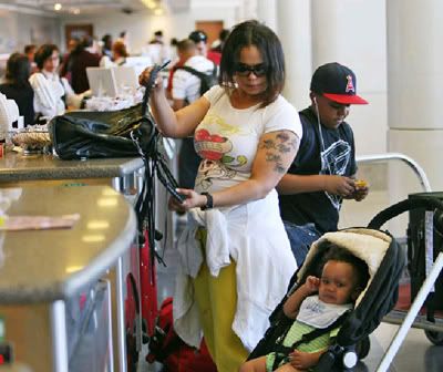 Faith Evans, her son with Biggie and new baby spotted at the House of Planes 