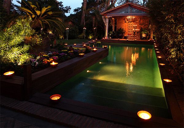 candles on pool