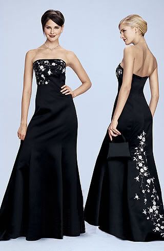 wedding dress, black, strapless