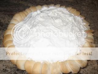Pie covered with whipped cream