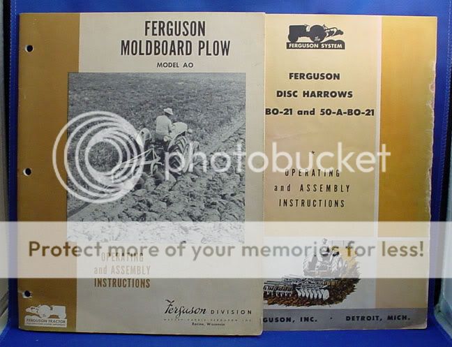   HARRIS FERGUSON MOLDBOARD PLOW & DISC HARROWS OPERATING MANUALS  