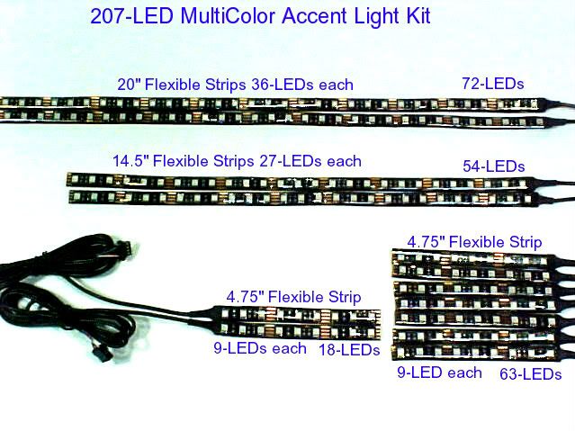207 LED Multi Color Motorcycle Accent Light Kit  