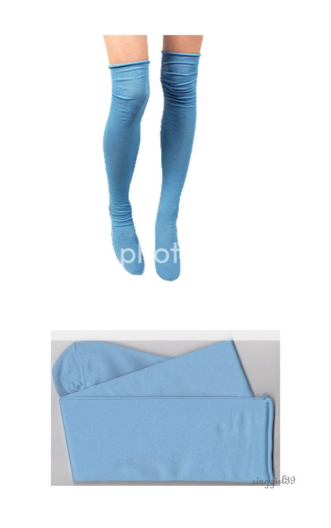 Blue Rolling Top Over The Knee/Low Thigh high Socks  