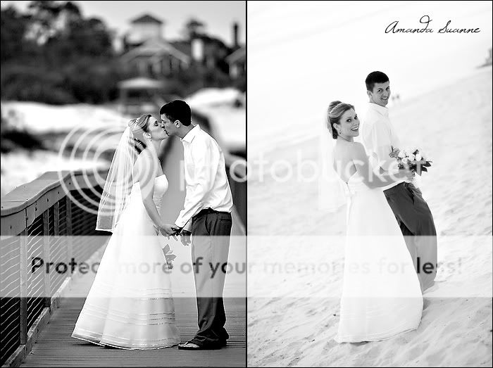 bride and groom kissing on the boardwalk
